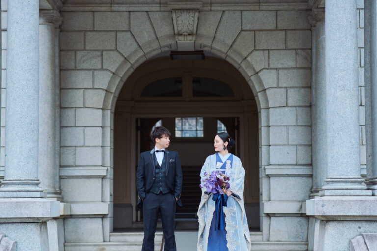 京都　和装　前撮り　フォトウェディング　新和装　燕尾服　京都府庁　