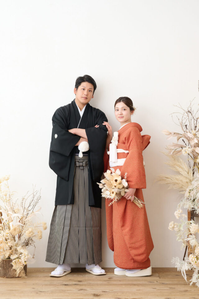 羽織袴　色掛下　スタジオ撮影