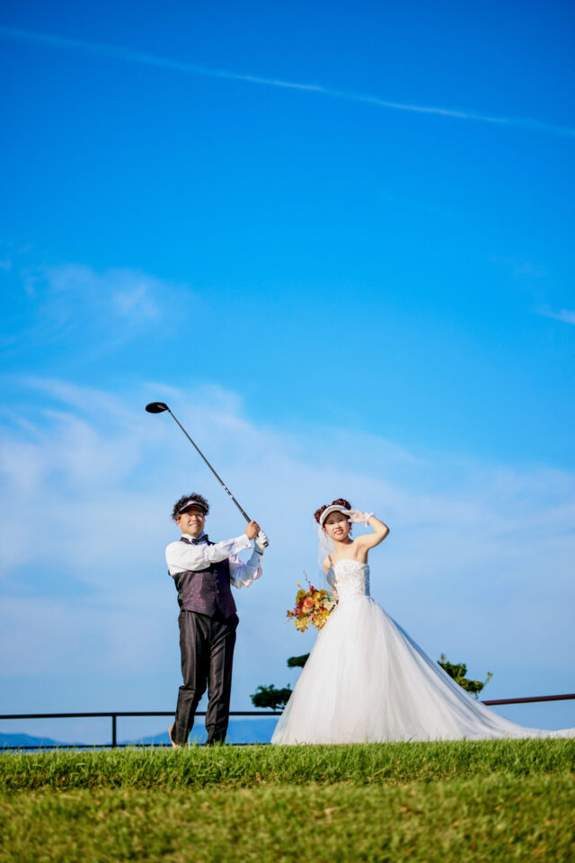 ゴルフ ロケーション撮影 ウェディングドレス